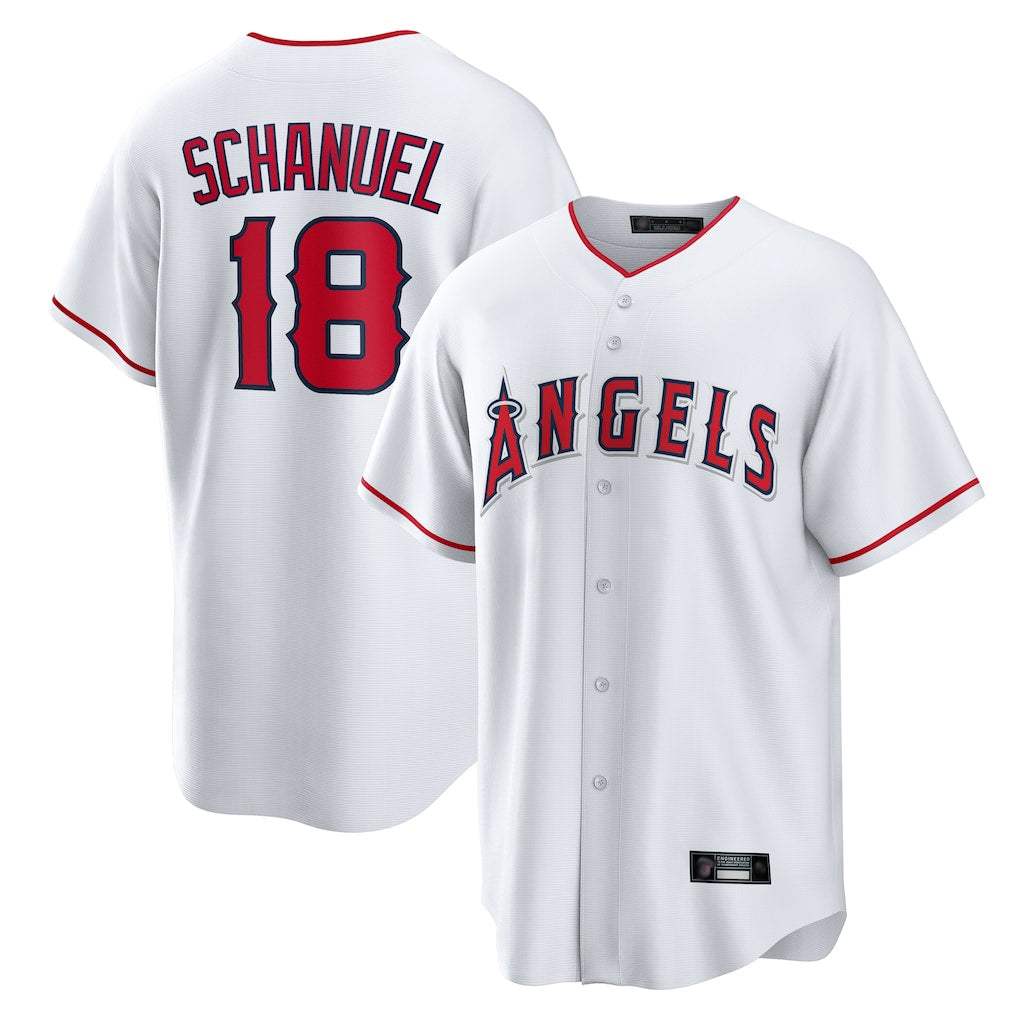 Davalo LA.Angels #18 Nolan Schanuel Player White Home Game Stitched Jerseys