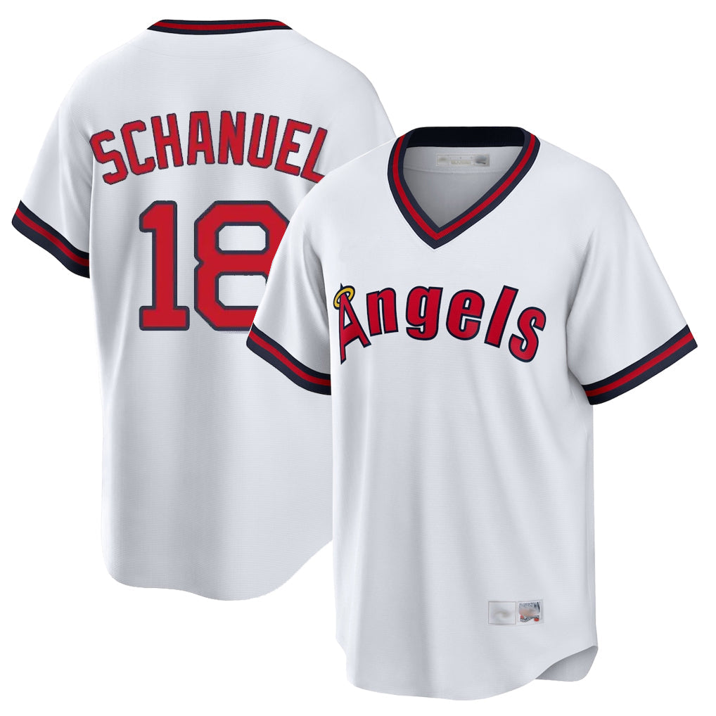 Davalo LA.Angels #18 Nolan Schanuel Player White T-shirt Home Game Stitched Jerseys