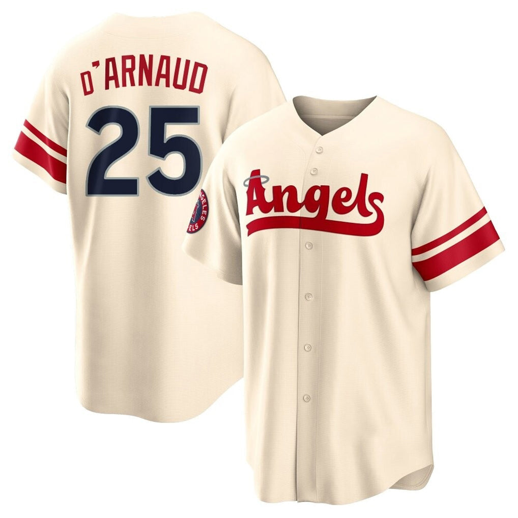 Davalo LA.Angels #25 Travis d'Arnaud Player Cream City Connect Home Stitched Jerseys