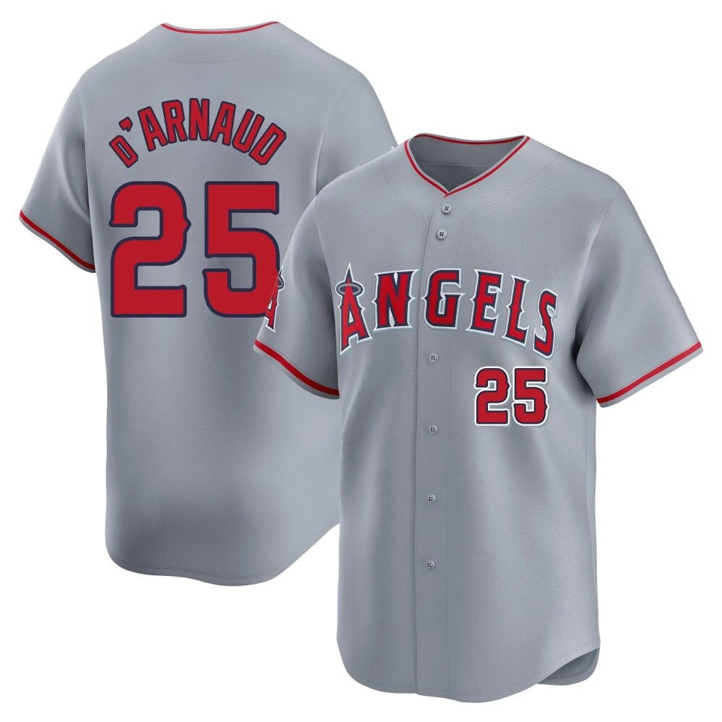 Davalo LA.Angels #25 Travis d'Arnaud Player Gray Home Limited Stitched Jerseys