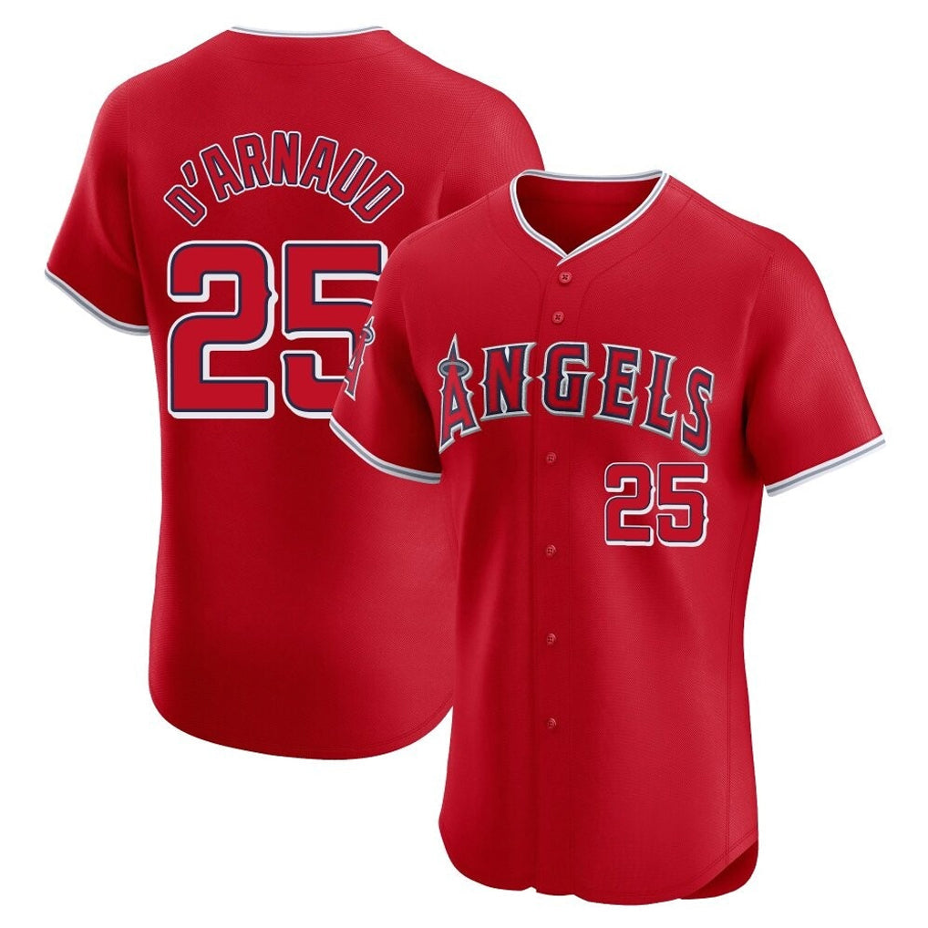 Davalo LA.Angels #25 Travis d'Arnaud Player Red Home Limited Elite Stitched Jerseys