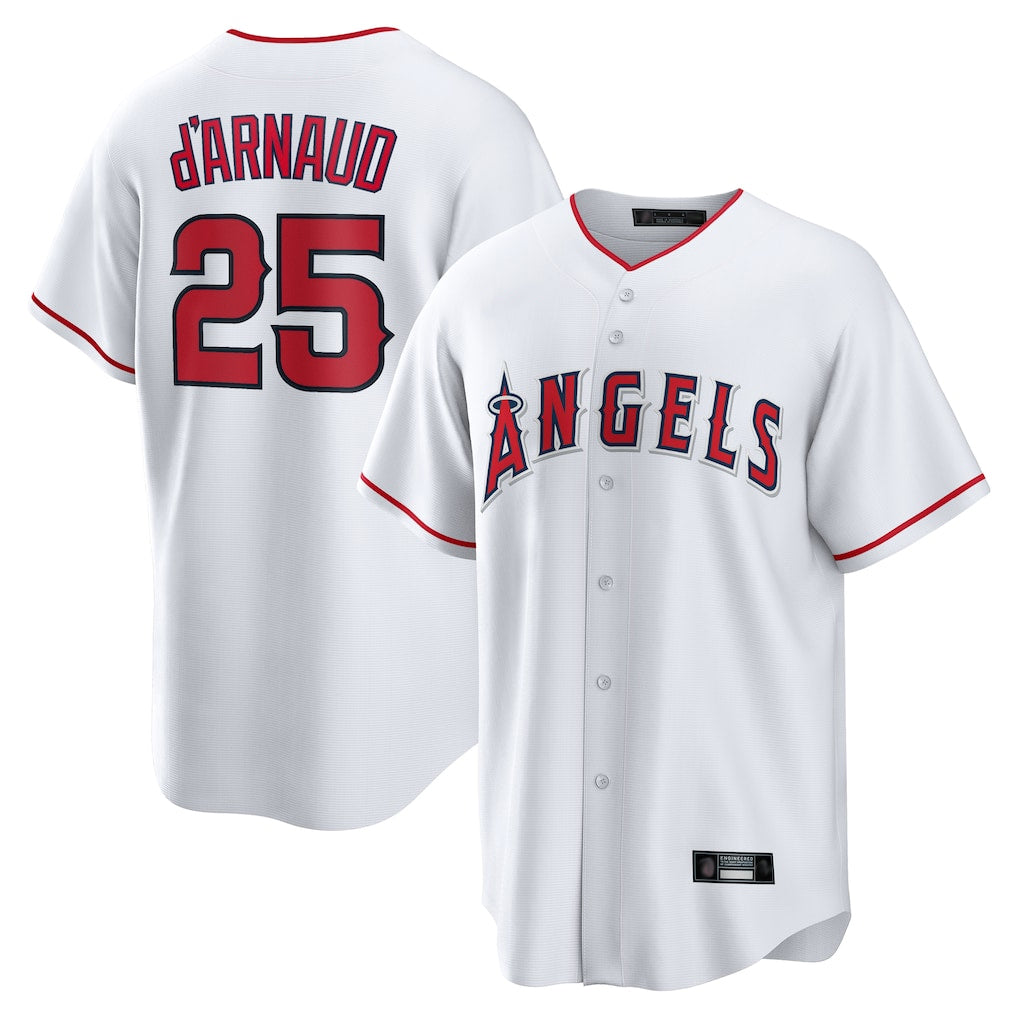 Davalo LA.Angels #25 Travis d'Arnaud Player White Home Game Stitched Jerseys