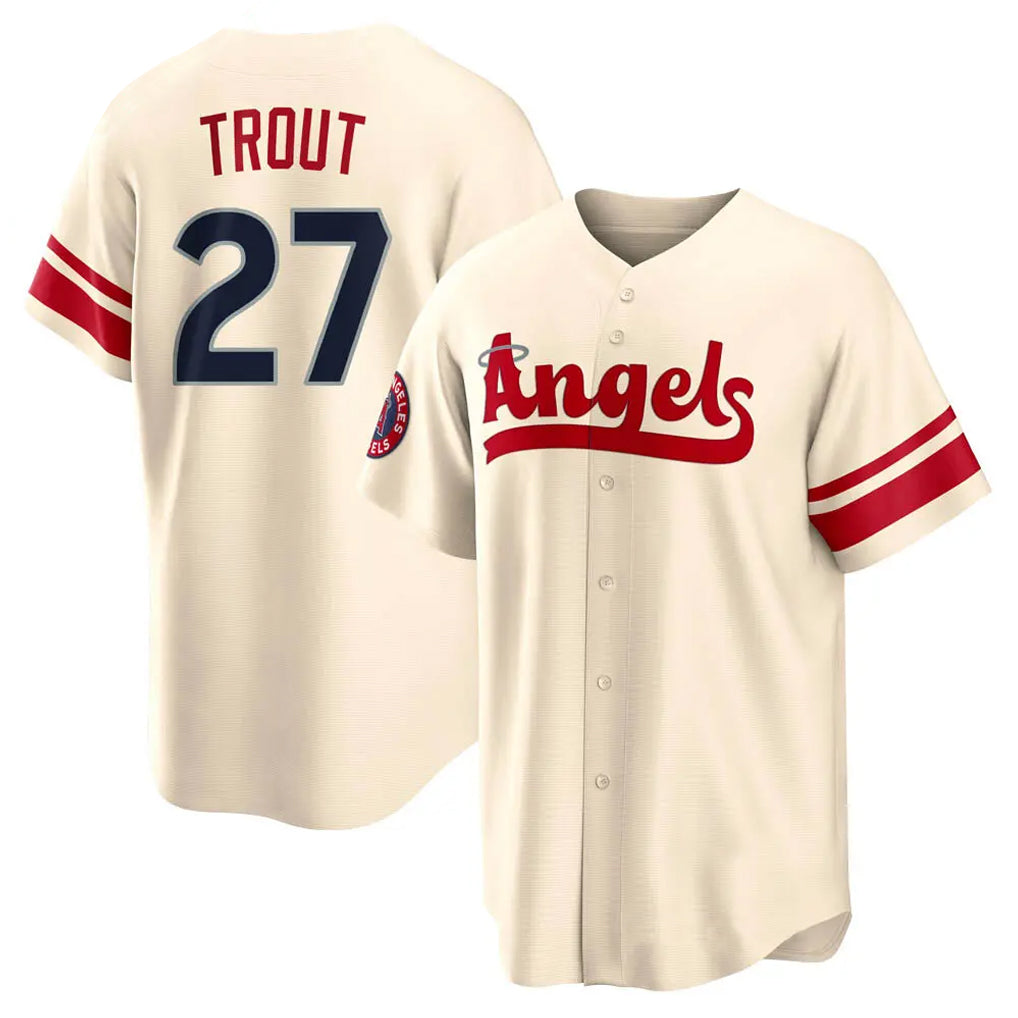 Davalo LA.Angels #27 Mike Trout Player Cream City Connect Home Stitched Jerseys