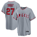Davalo LA.Angels #27 Mike Trout Player Gray Home Game Stitched Jerseys