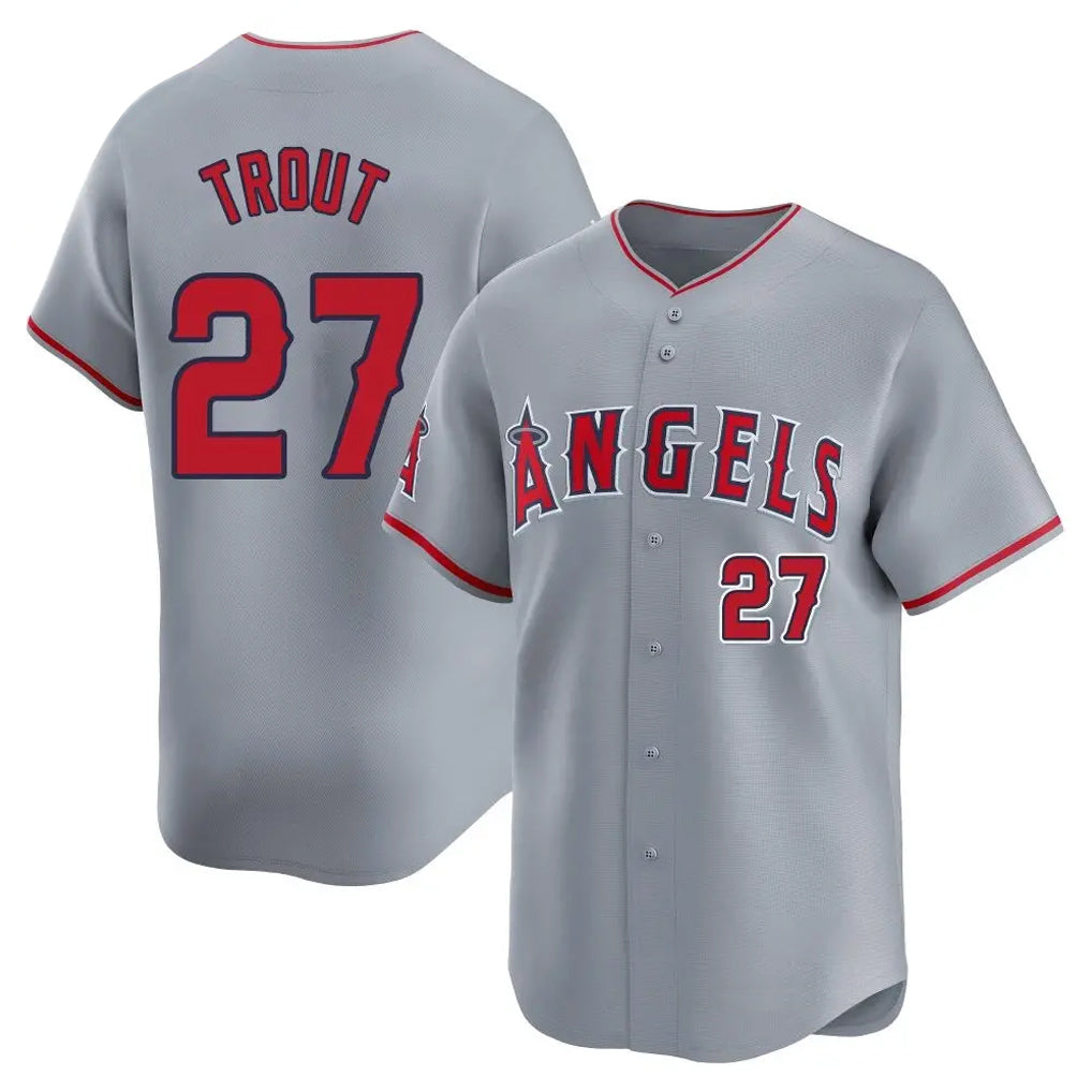 Davalo LA.Angels #27 Mike Trout Player Gray Home Limited Stitched Jerseys