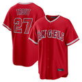 Davalo LA.Angels #27 Mike Trout Player Red Home Game Stitched Jerseys