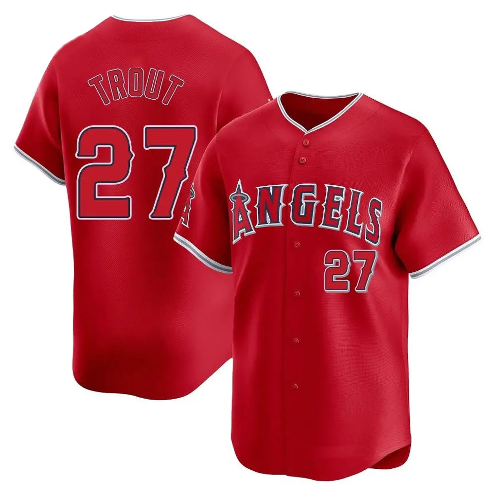 Davalo LA.Angels #27 Mike Trout Player Red Home Limited Stitched Jerseys