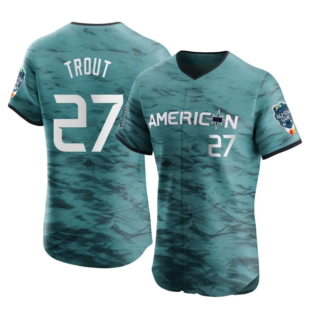 Davalo LA.Angels #27 Mike Trout Player Teal Elite American League Game Vapor Premier All-Star Stitched Jerseys