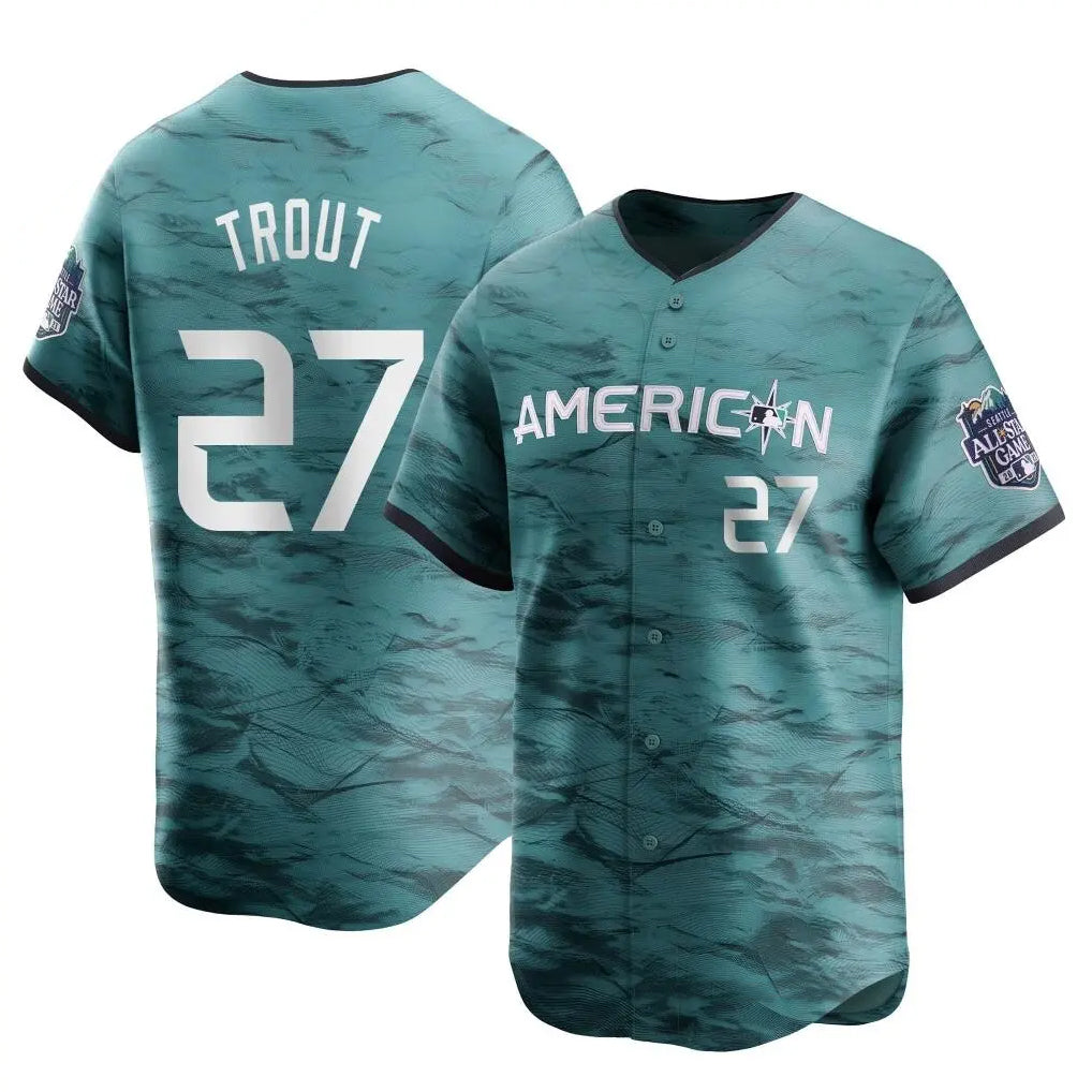 Davalo LA.Angels #27 Mike Trout Player Teal Limited American League Game Vapor Premier All-Star Stitched Jerseys