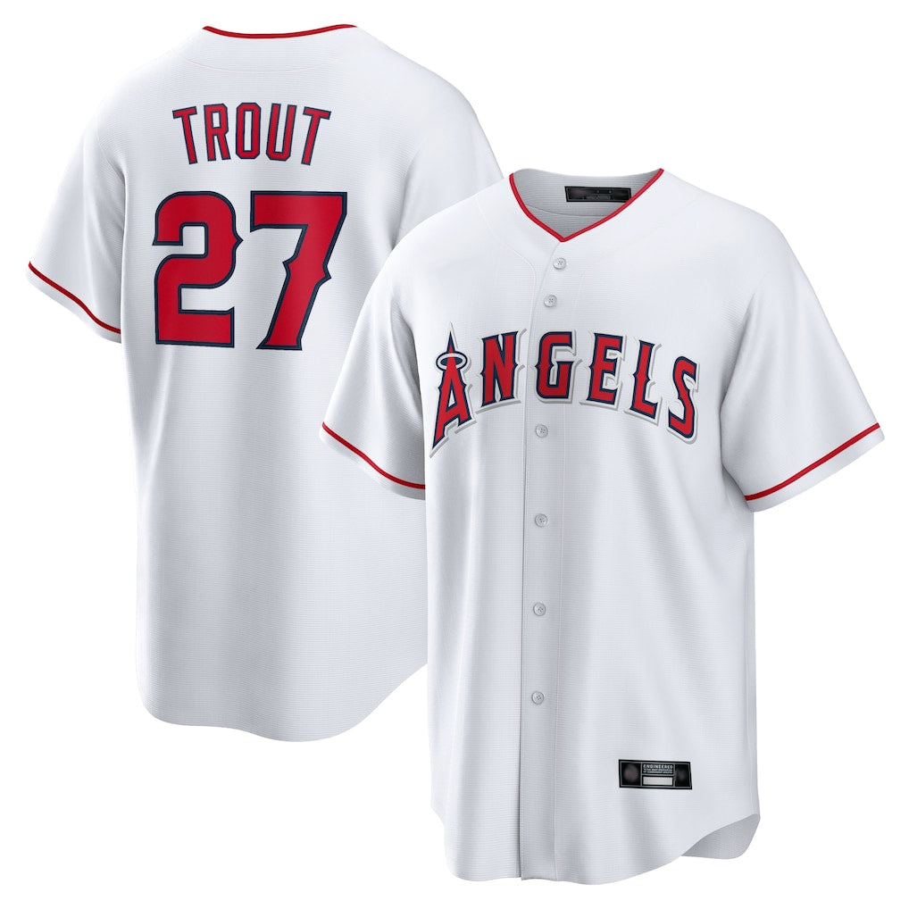 Davalo LA.Angels #27 Mike Trout Player White Home Game Stitched Jerseys