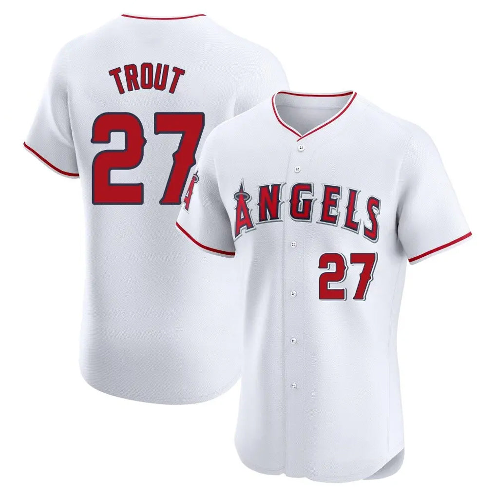 Davalo LA.Angels #27 Mike Trout Player White Limited Elite Stitched Home Jerseys