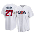 Davalo LA.Angels #27 Mike Trout Player White USA World Classic Game Home Stitched Jerseys