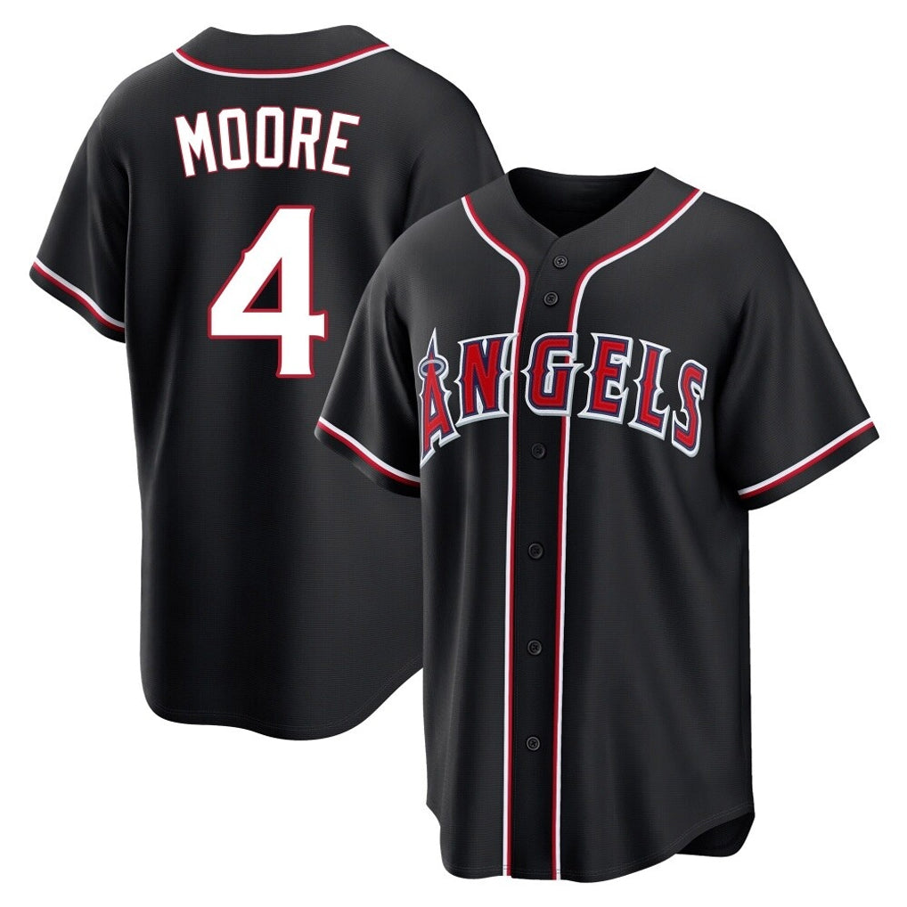 Davalo LA.Angels #4 Christian Moore Player Black Fashion Out Home Game Stitched Jerseys