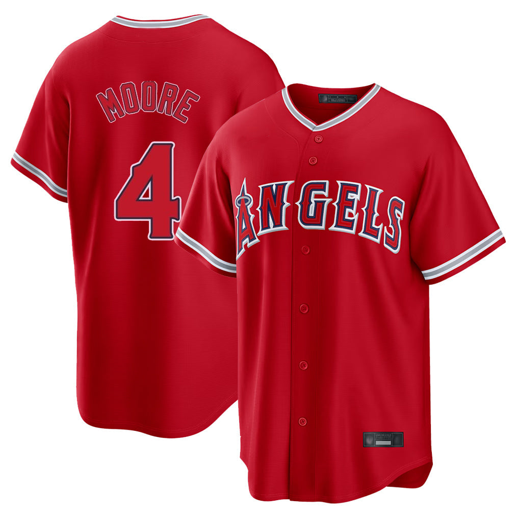 Davalo LA.Angels #4 Christian Moore Player Red Home Game Stitched Jerseys