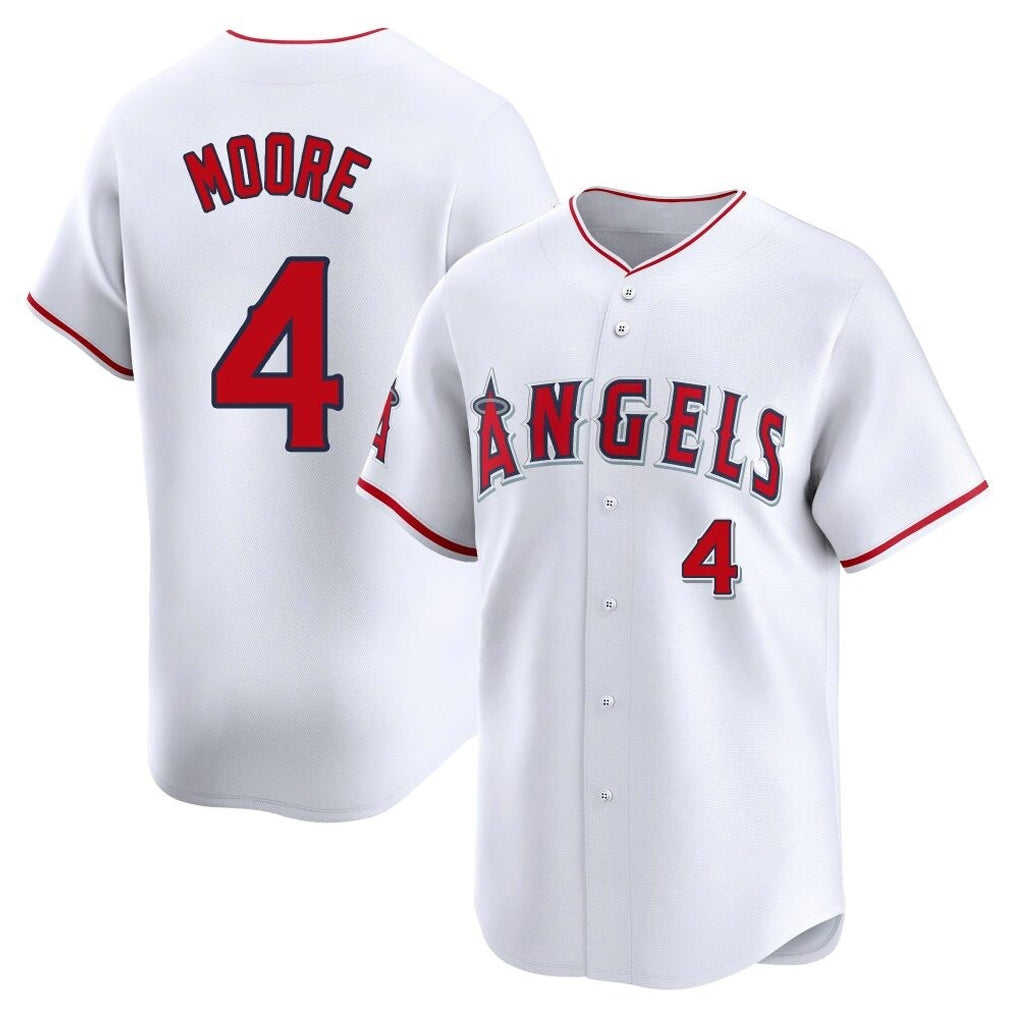 Davalo LA.Angels #4 Christian Moore Player White Limited Home Stitched Jerseys