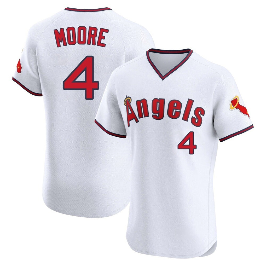 Davalo LA.Angels #4 Christian Moore Player White T-shirt Home Limited Stitched Jerseys