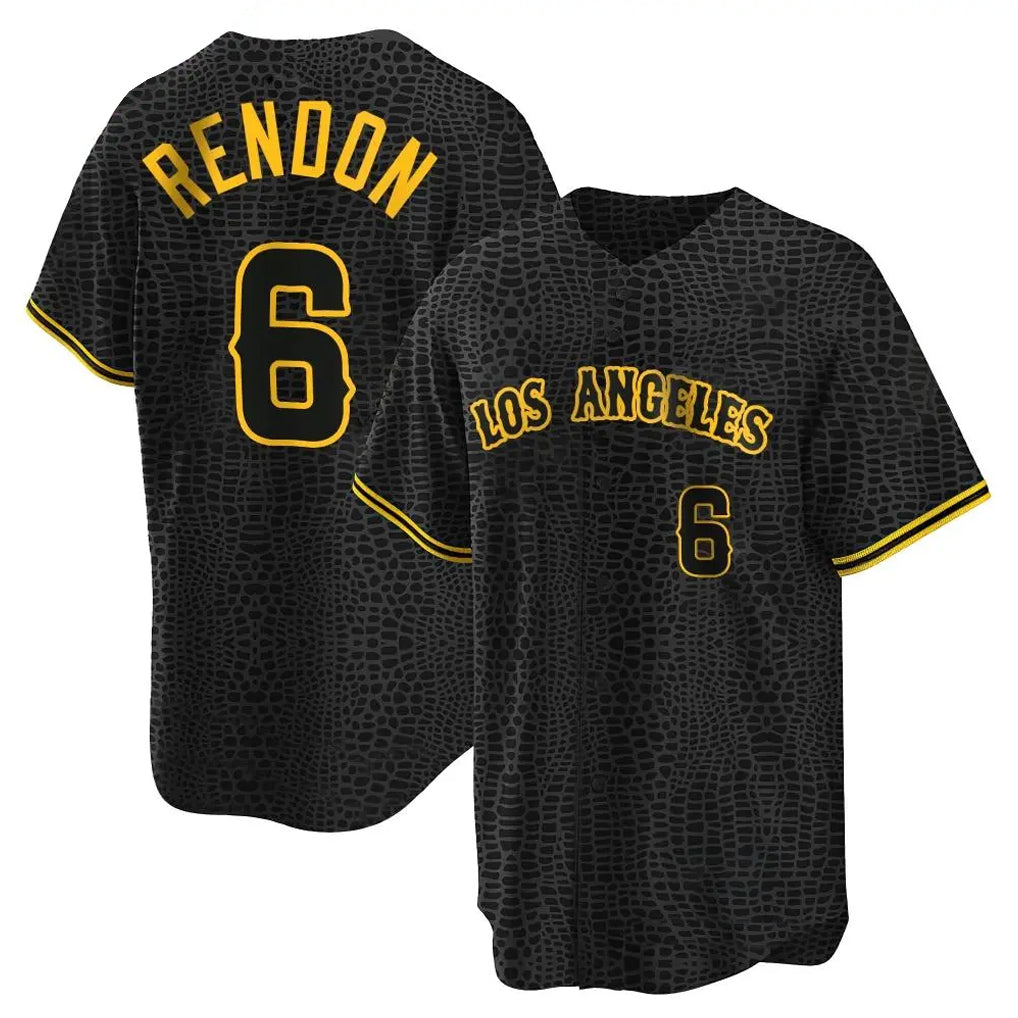 Davalo LA.Angels #6 Anthony Rendon Player Black Snake Skin City Game Home Stitched Jerseys
