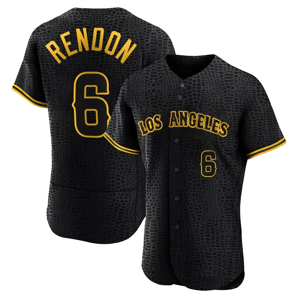 Davalo LA.Angels #6 Anthony Rendon Player Black Snake Skin City Limited Elite Home Stitched Jerseys