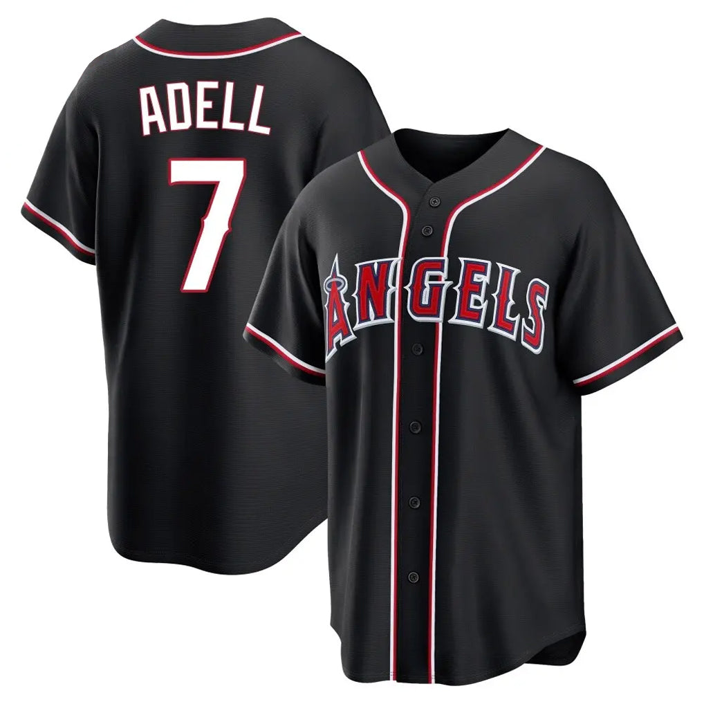 Davalo LA.Angels #7 Jo Adell Player Black Fashion Out Home Game Stitched Jerseys