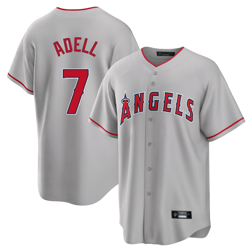 Davalo LA.Angels #7 Jo Adell Player Gray Home Game Stitched Jerseys