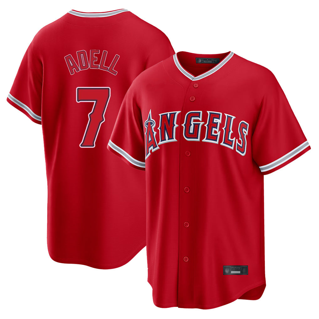 Davalo LA.Angels #7 Jo Adell Player Red Home Game Stitched Jerseys