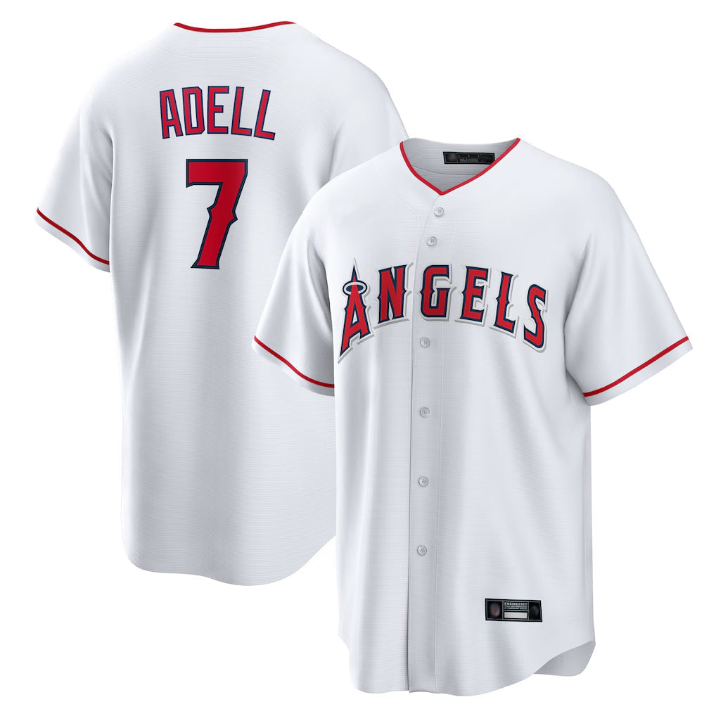 Davalo LA.Angels #7 Jo Adell Player White Home Game Stitched Jerseys