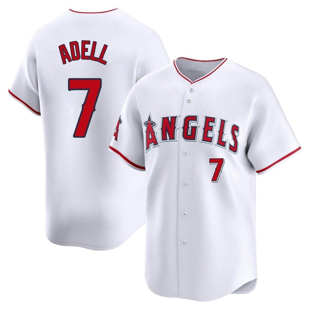 Davalo LA.Angels #7 Jo Adell Player White Limited Home Stitched Jerseys
