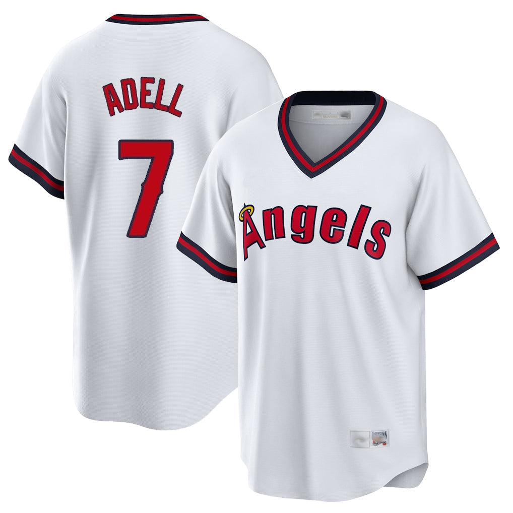 Davalo LA.Angels #7 Jo Adell Player White T-shirt Home Game Stitched Jerseys