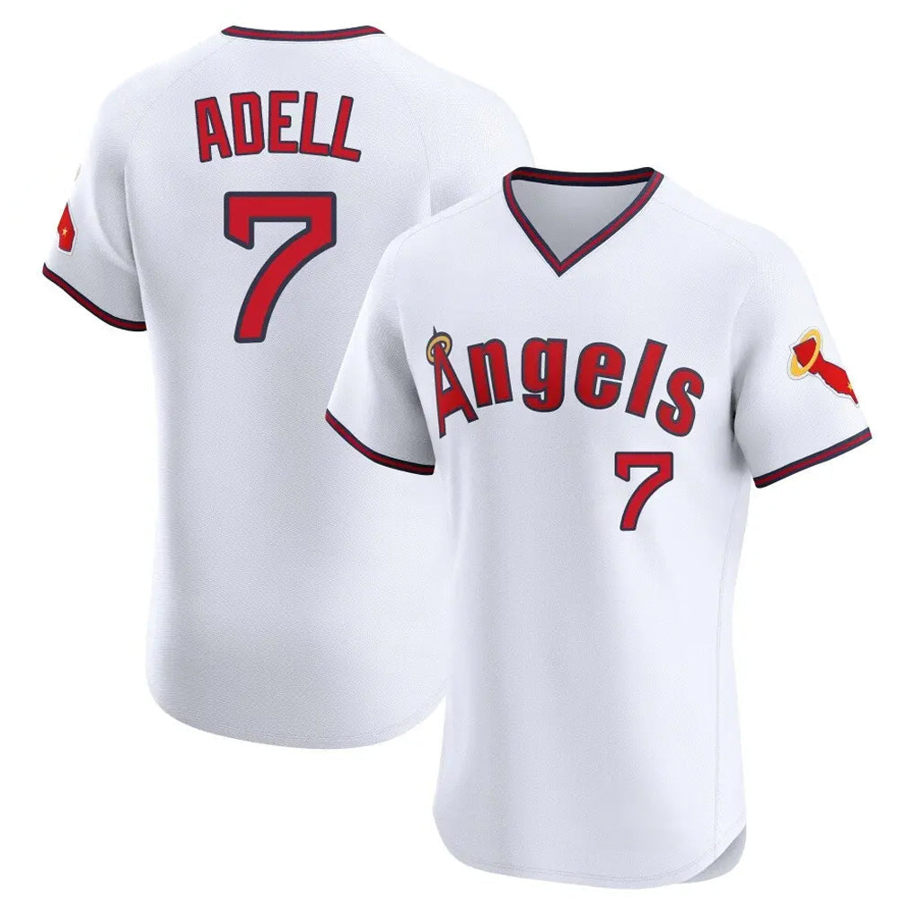Davalo LA.Angels #7 Jo Adell Player White T-shirt Home Limited Elite Stitched Jerseys