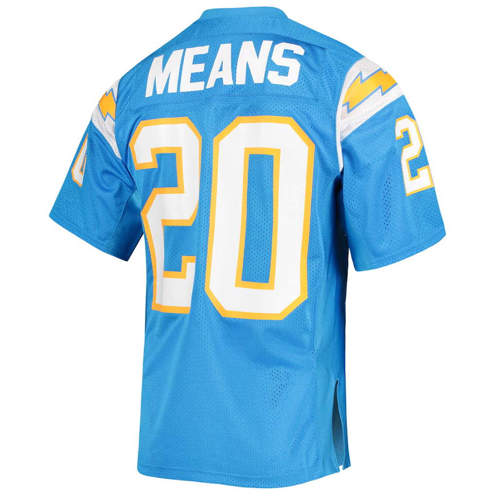 Davalo LA.Chargers 1994 #20 Natrone Means Mitchell & Ness Powder Blue Authentic Throwback Retired Player Jersey