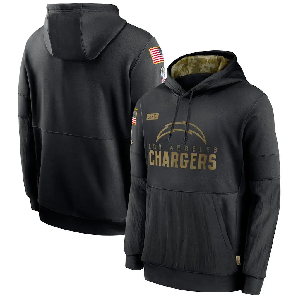 Davalo LA.Chargers Black Salute to Service Hoodies Limited Game Blank Player Stitched Jerseys