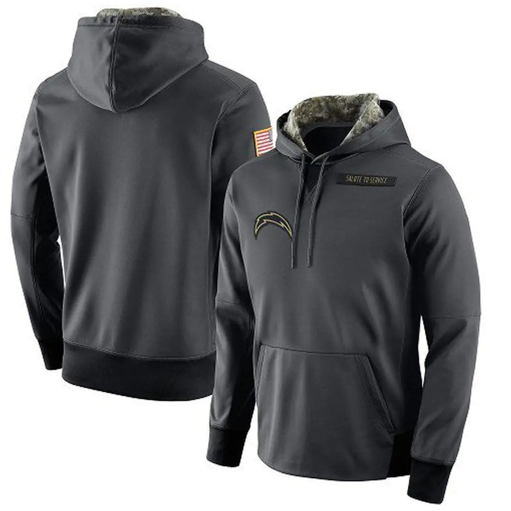 Davalo LA.Chargers Gray Pullover Hoodie Home Game Blank Player Stitched Jerseys