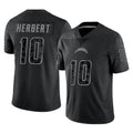 Davalo LA.Chargers #10 Justin Herbert Player Black Limited Reflective Home Game Stitched Jerseys
