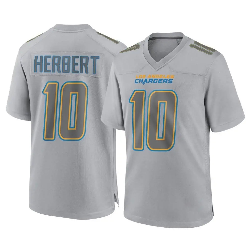 Davalo LA.Chargers #10 Justin Herbert Player Gray Atmosphere Fashion Home Game Stitched Jerseys