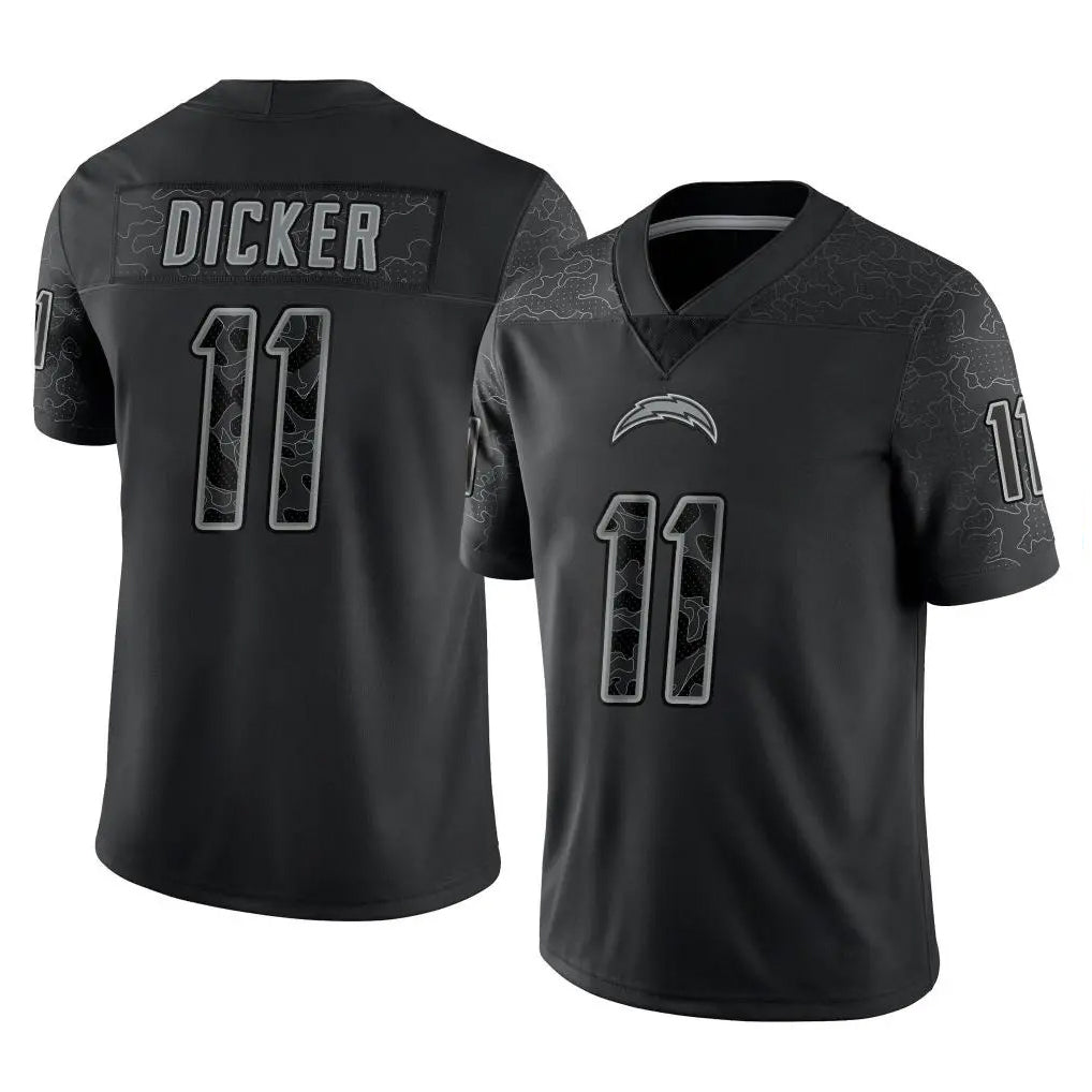 Davalo LA.Chargers #11 Cameron Dicker Player Black Limited Reflective Home Game Stitched Jerseys