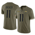 Davalo LA.Chargers #11 Cameron Dicker Player Olive Salute To Service Limited Stitched Jerseys