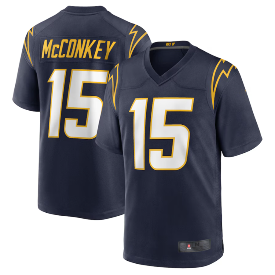 Davalo LA.Chargers #15 Ladd McConkey Navy Game Jersey Stitched Jerseys