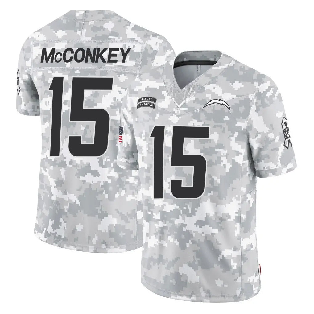 Davalo LA.Chargers #15 Ladd McConkey Player Arctic Camo Salute To Service Limited Game Stitched Jerseys