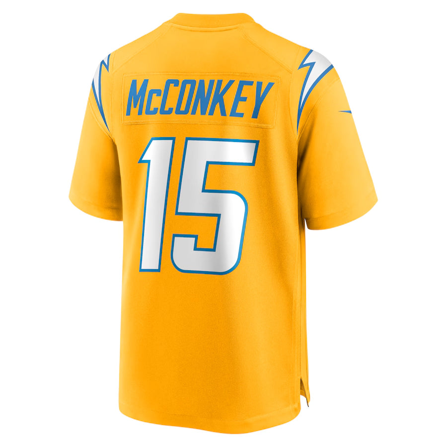 Davalo LA.Chargers #15 Ladd McConkey Player Gold Game Stitched Jerseys