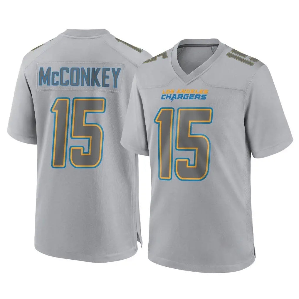 Davalo LA.Chargers #15 Ladd McConkey Player Gray Atmosphere Fashion Home Game Stitched Jerseys