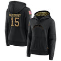 Davalo LA.Chargers #15 Ladd McConkey Player Salute to Service Black Hoodies Game Stitched Jerseys