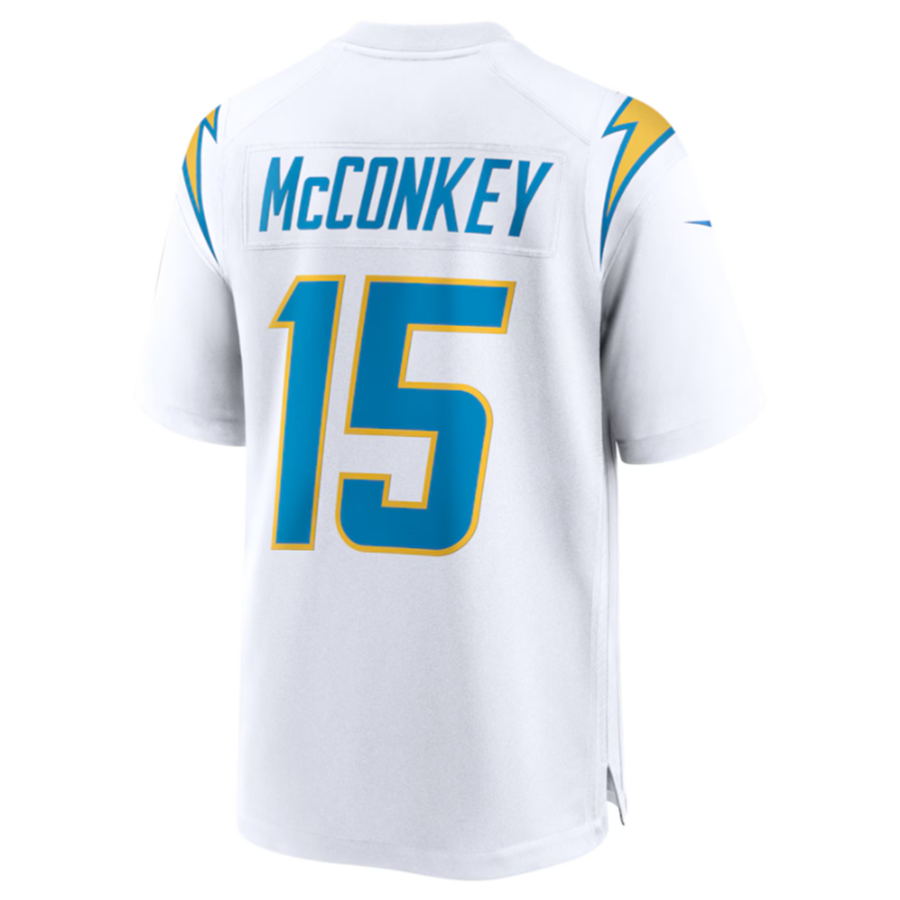 Davalo LA.Chargers #15 Ladd McConkey White Game Jersey Stitched Jersey