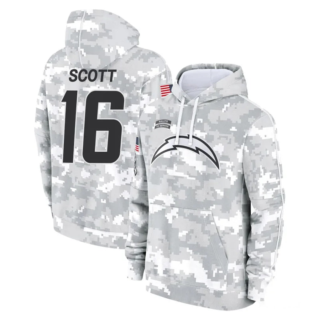 Davalo LA.Chargers #16 J.K. Scott Player Arctic Camo Salute to Service Hoodies Limited Game Stitched Jerseys