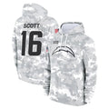 Davalo LA.Chargers #16 J.K. Scott Player Arctic Camo Salute to Service Hoodies Limited Game Stitched Jerseys