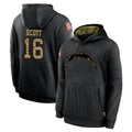 Davalo LA.Chargers #16 J.K. Scott Player Black Salute to Service Hoodies Limited Game Stitched Jerseys