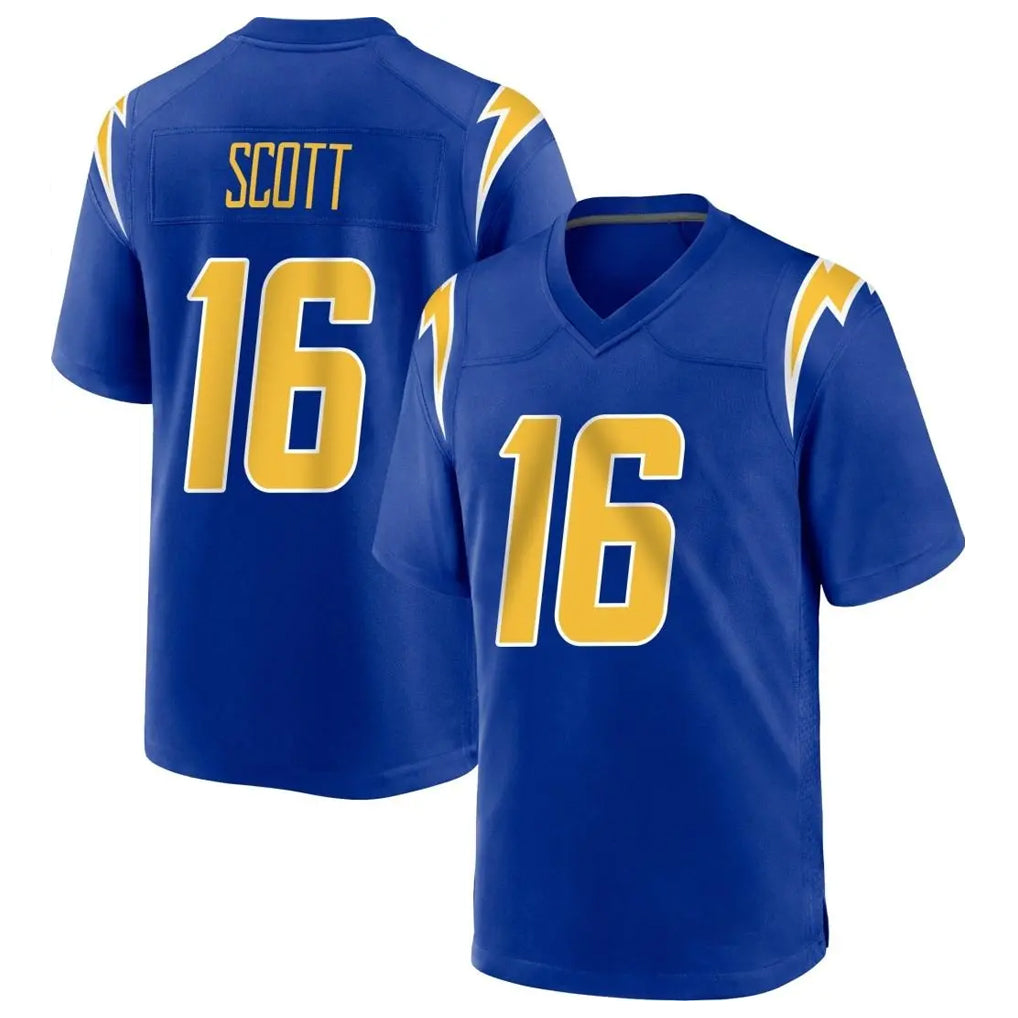 Davalo LA.Chargers #16 J.K. Scott Player Royal Home Game Stitched Jerseys