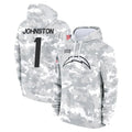 Davalo LA.Chargers #1 Quentin Johnston Player Arctic Camo Salute to Service Hoodies Limited Game Stitched Jerseys