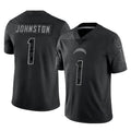 Davalo LA.Chargers #1 Quentin Johnston Player Black Limited Reflective Home Game Stitched Jerseys