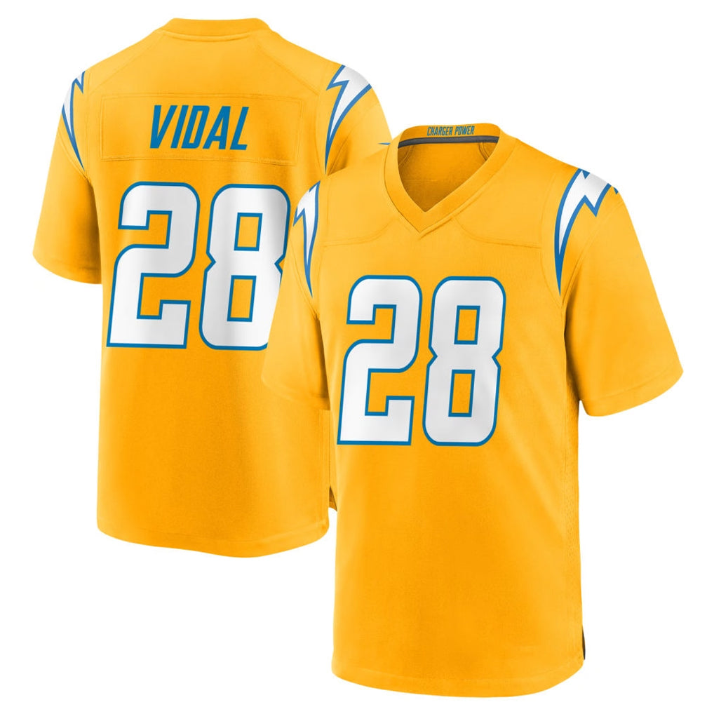 Davalo LA.Chargers #28 Kimani Vidal Player Gold Home Game Stitched Jerseys