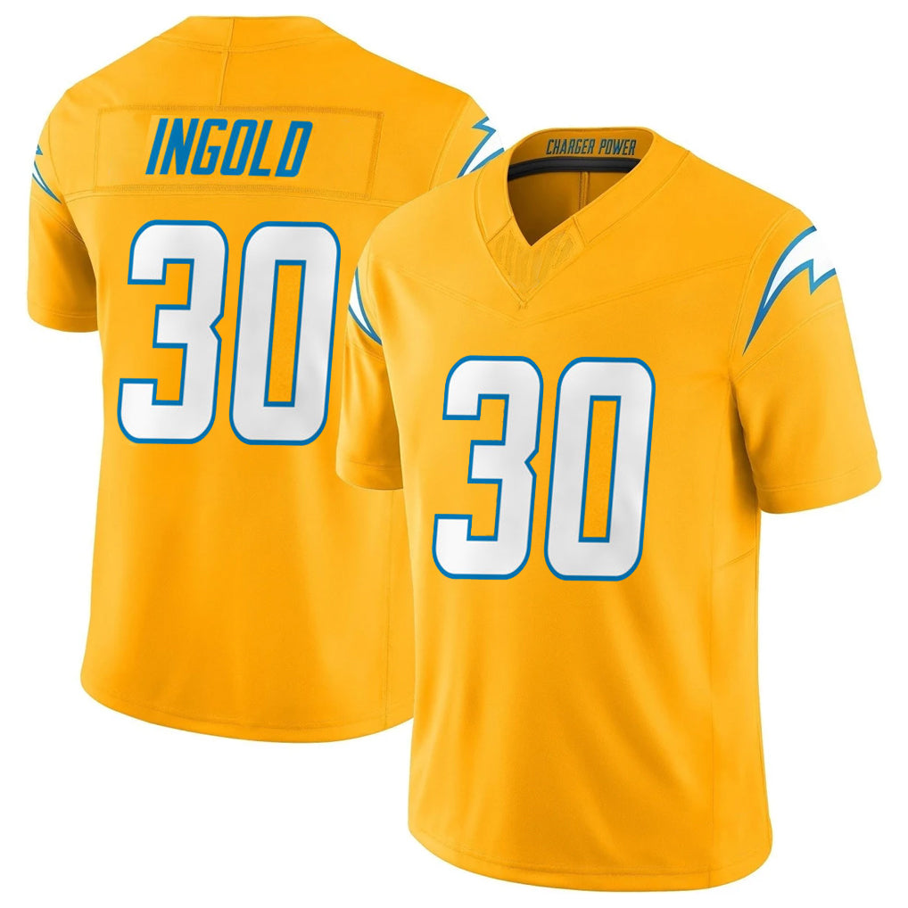 Davalo LA.Chargers #30 Alec Ingold Player Gold Limited Vapor F.U.S.E. Home Game Stitched Jerseys